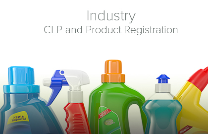 A collection of household chemical bottles. This image links to the Poisons Centre page for industry registrations.