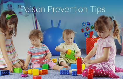 Children playing with building blocks. This image links to Poison Prevention Tips page on the website.